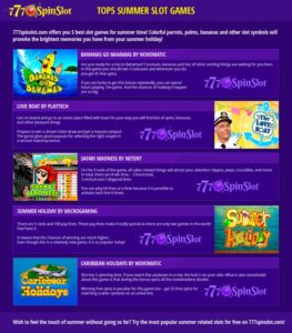 Top 5 Online Slot Games For Summer Time