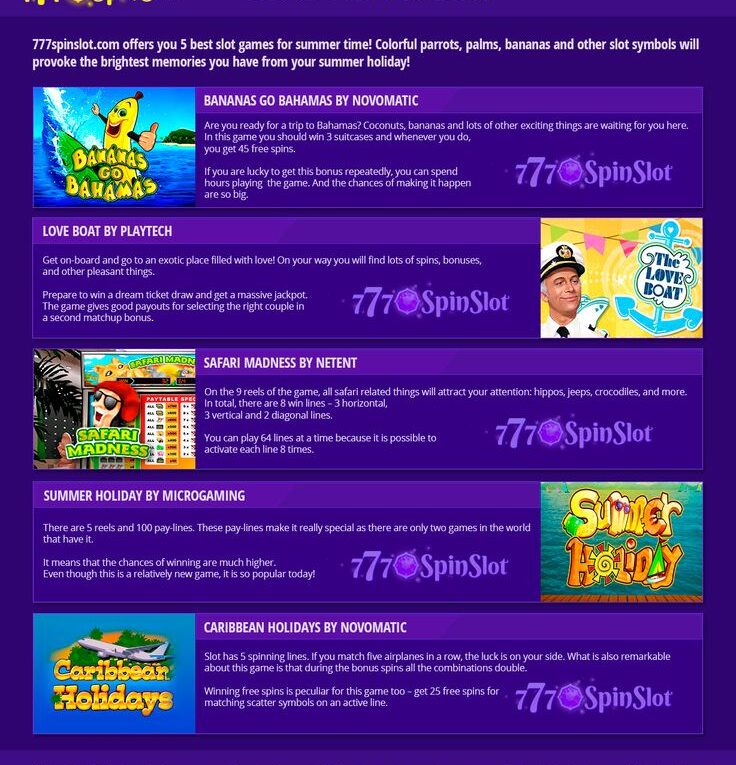 Top 5 Online Slot Games For Summer Time