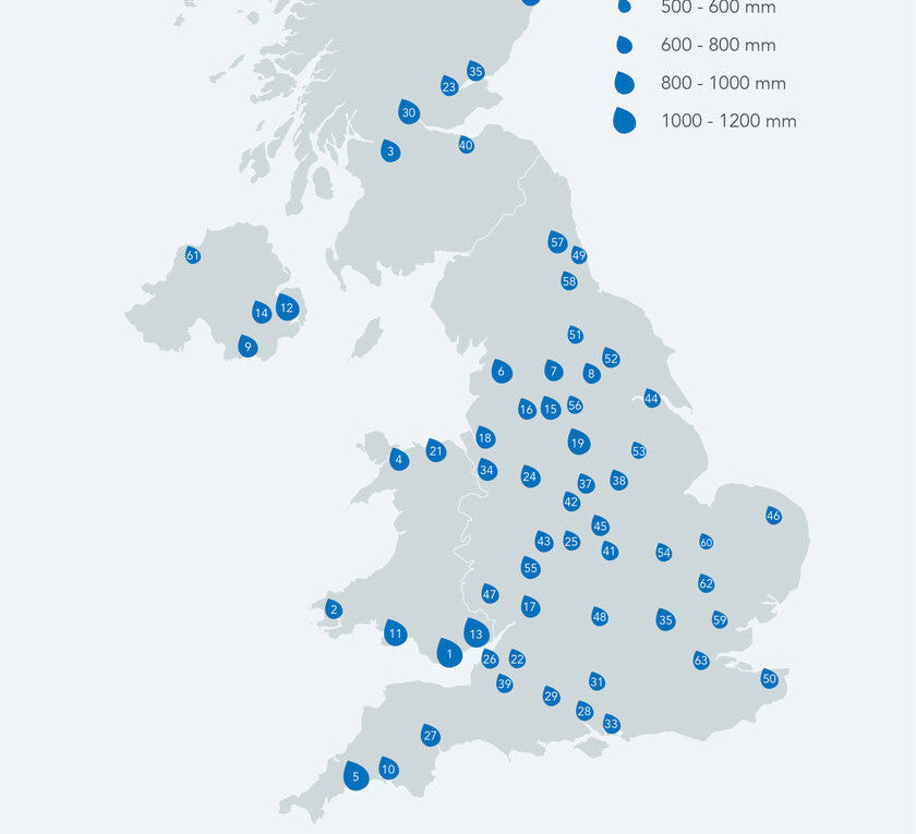 Wettest Cities in the UK