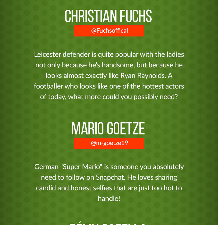 5 Handsome Soccer Stars You Should Be Following On Snapchat