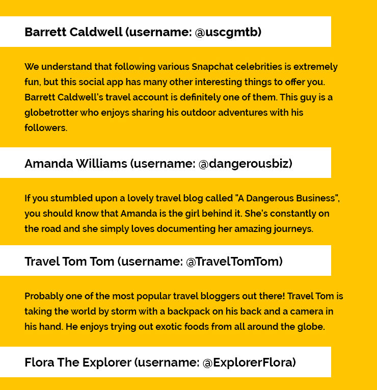 Top 4 Travel Accounts To Follow On Snapchat