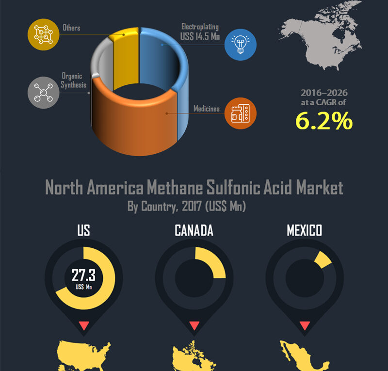 To Register CAGR Of 6.2%: North America Methanesulfonic Acid Market about to hit CAGR of 6.2% from 2017 to 2026