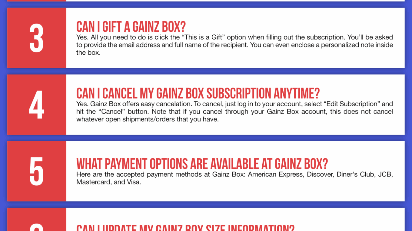 Gainz Box Coupon Cause FAQ (C.C. FAQ)