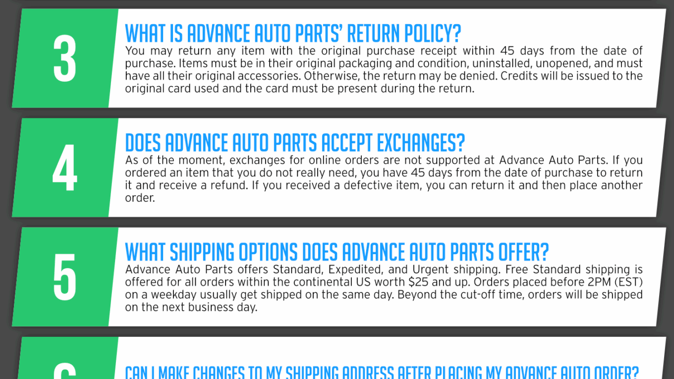 Advance Auto Parts Infographic Order Coupon Cause FAQ (C.C. FAQ)