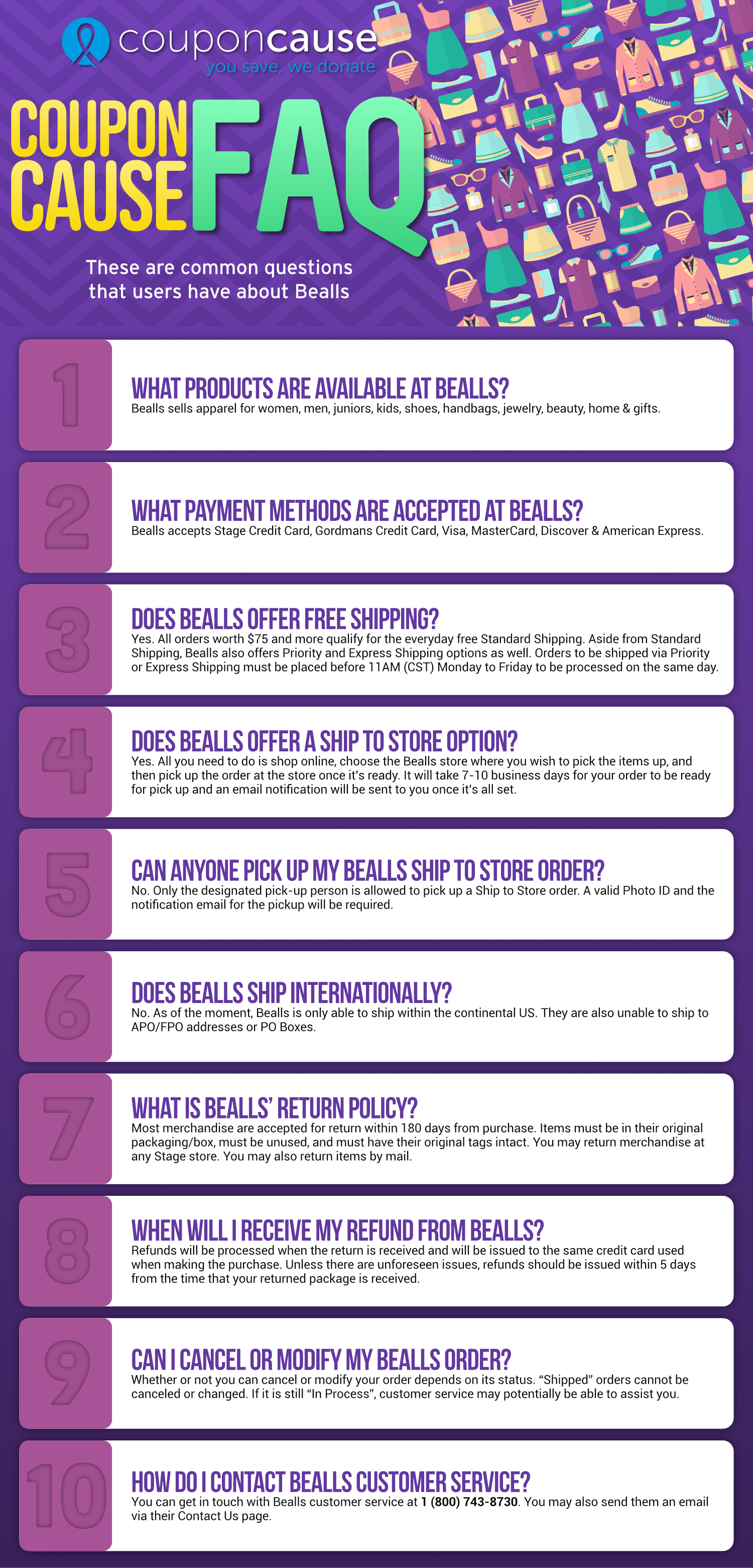 Bealls Infographic Order Coupon Cause FAQ (C.C. FAQ)