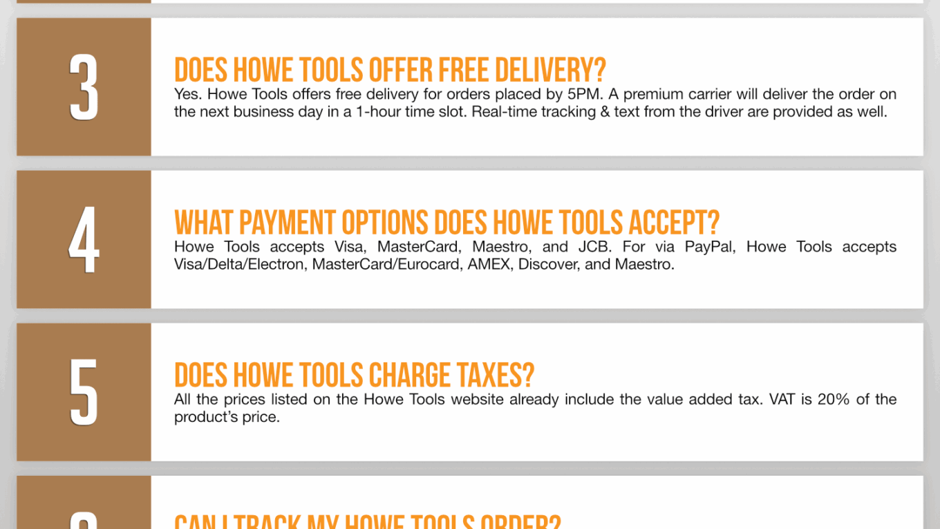 Howe Tools Infographic Order Coupon Cause FAQ (C.C. FAQ)