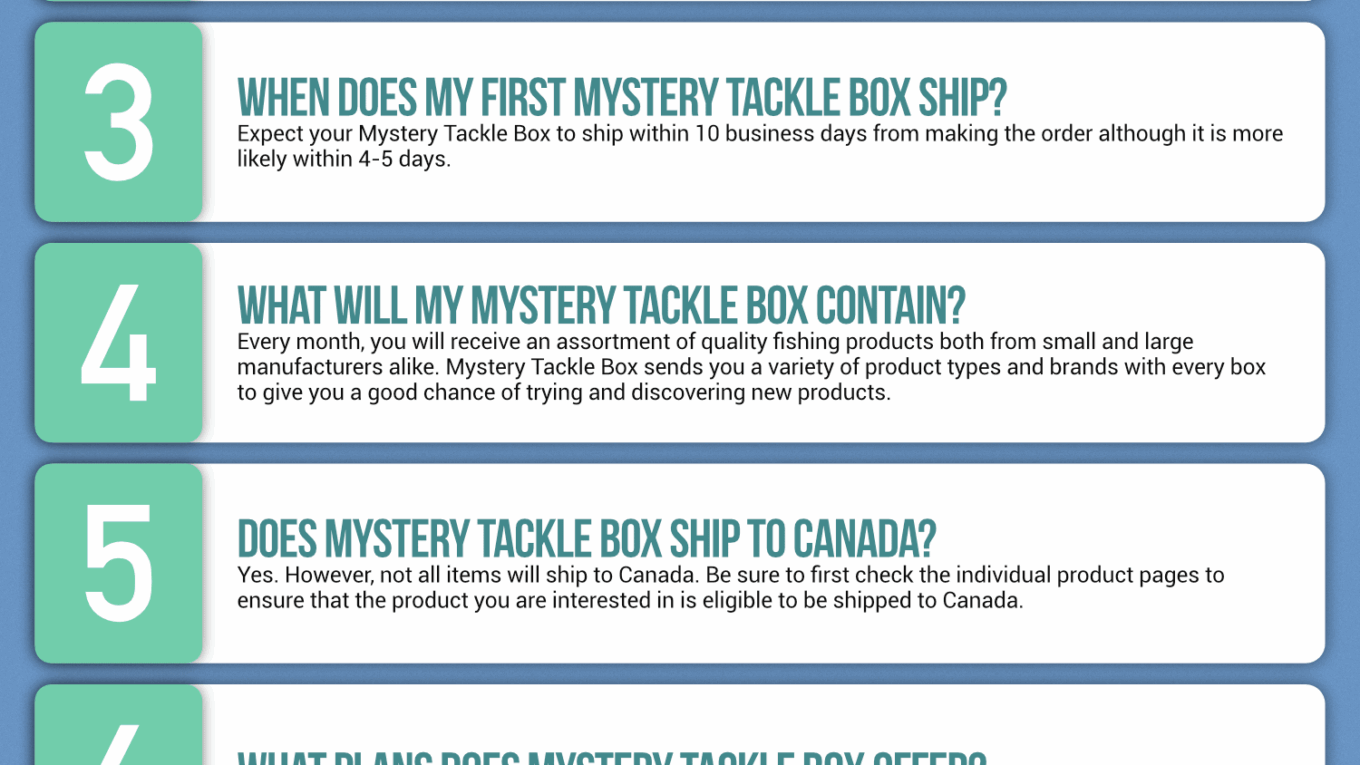 Mystery Tackle Box Infographic Order Coupon Cause FAQ (C.C. FAQ)