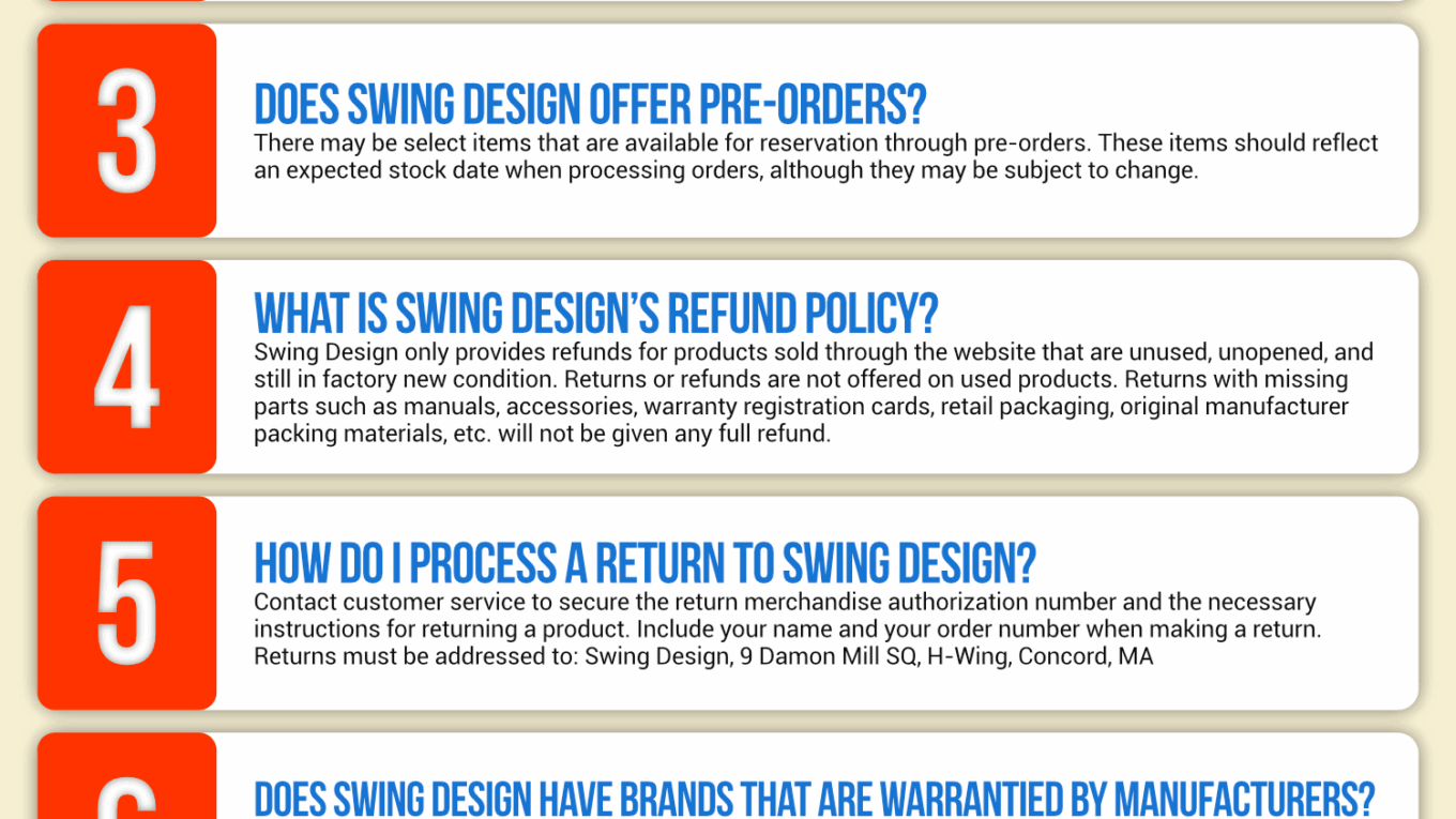 Swing Design Infographic Order Coupon Cause FAQ (C.C. FAQ)