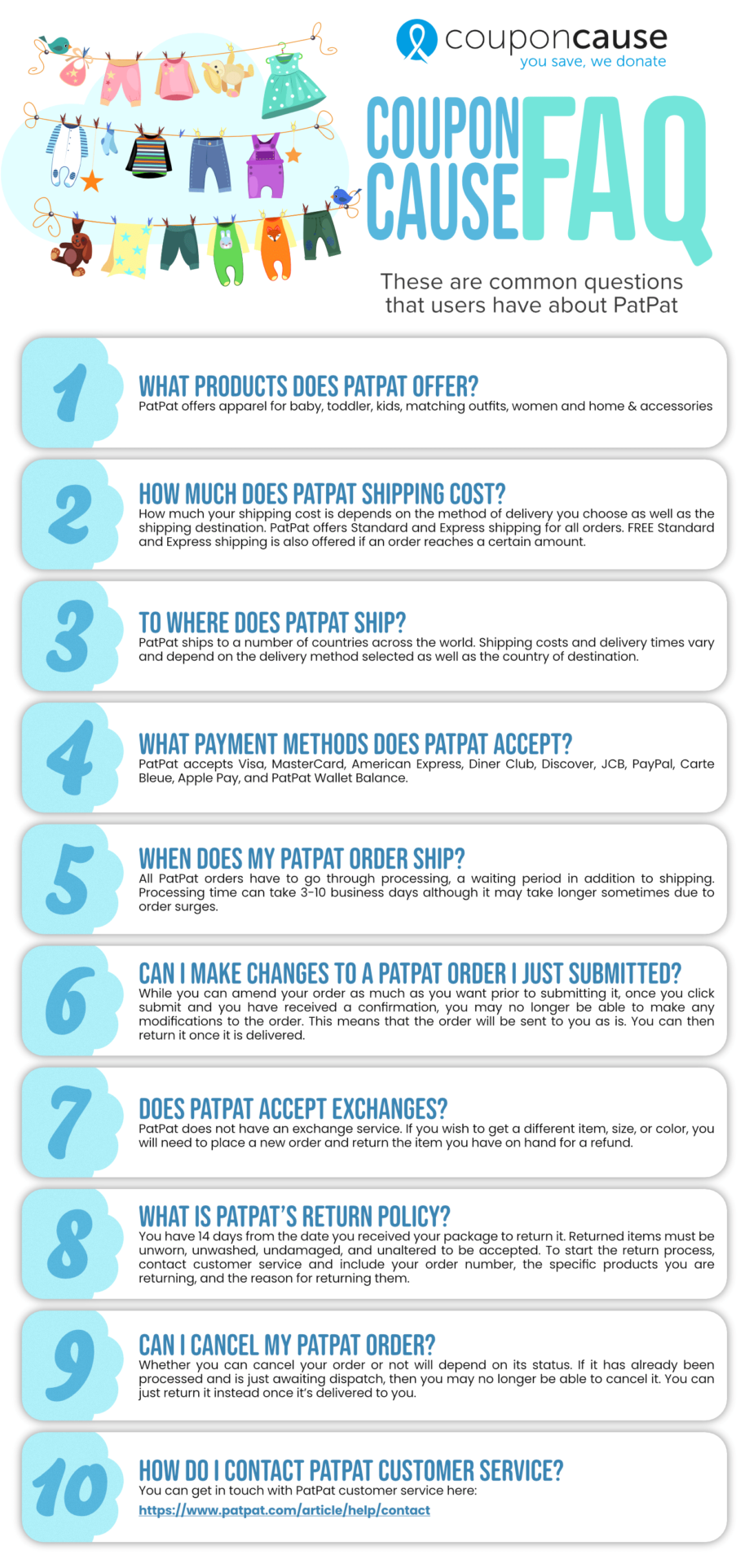 PatPat Infographic Order Coupon Cause FAQ (C.C. FAQ)