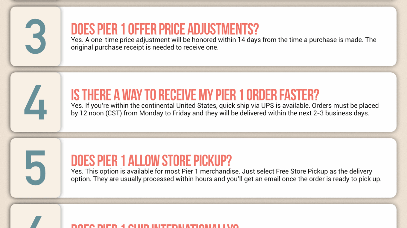 Pier 1 Infographic Order Coupon Cause FAQ (C.C. FAQ)