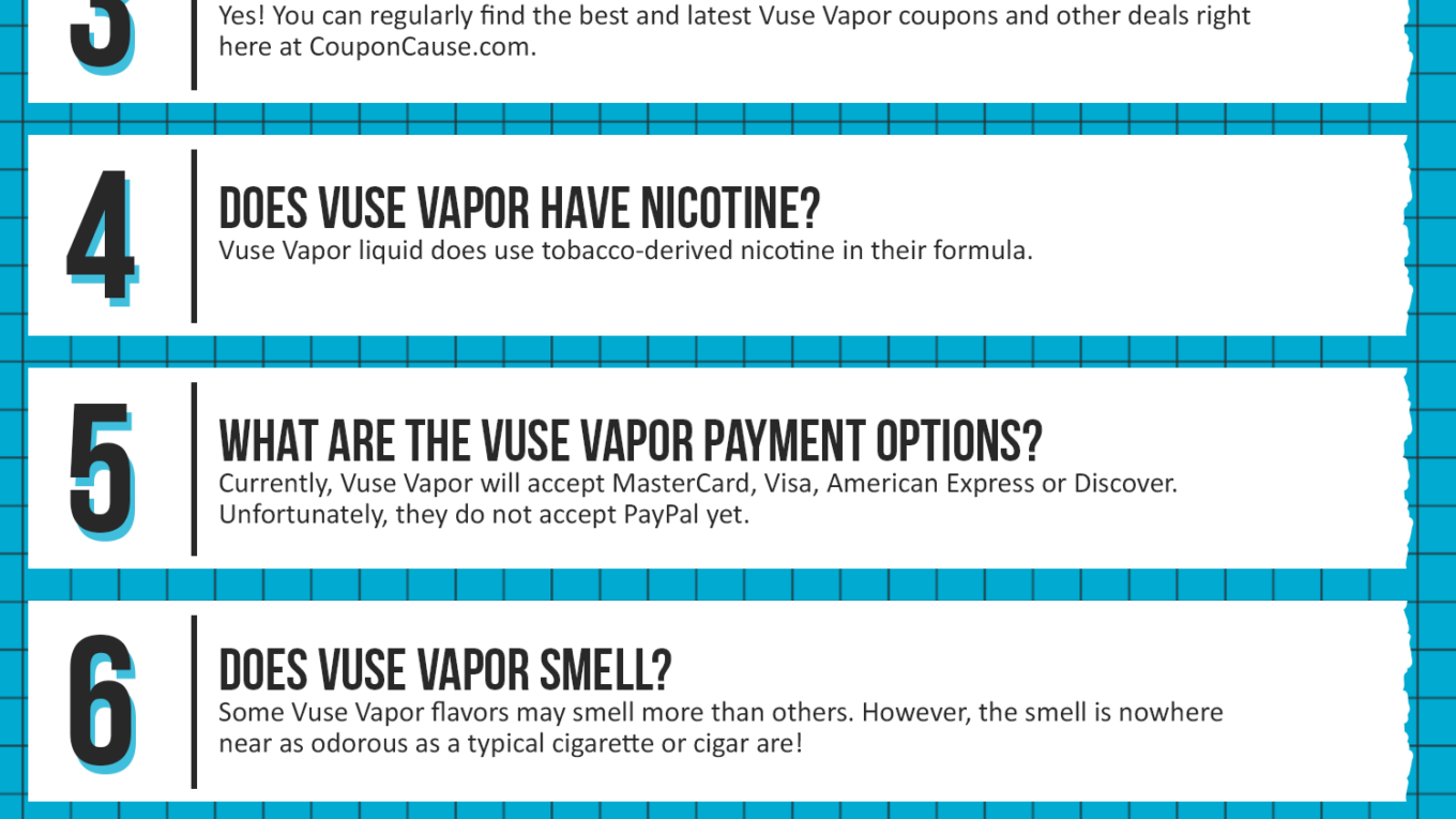 Vuse Vapor Coupon Cause FAQ (C.C. FAQ)