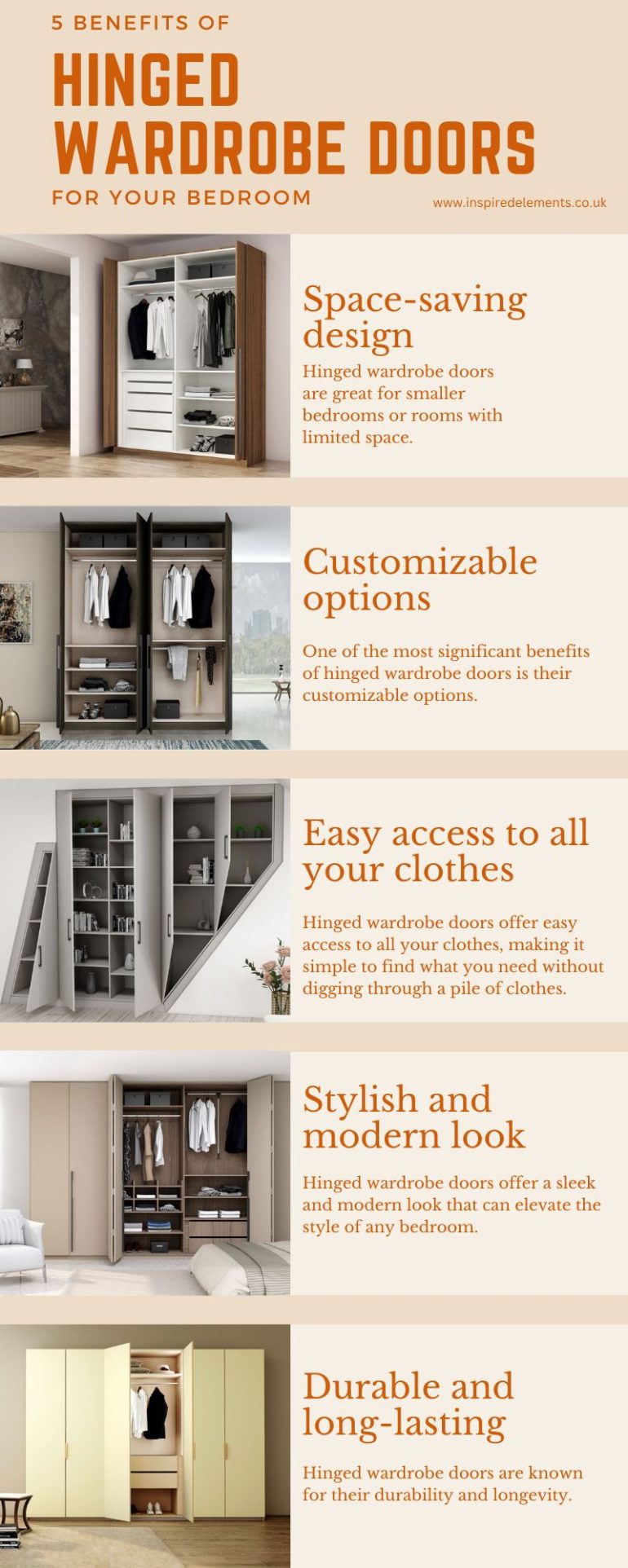 5 Benefits of Hinged Wardrobe Doors for Your Bedroom | Inspired Elements London