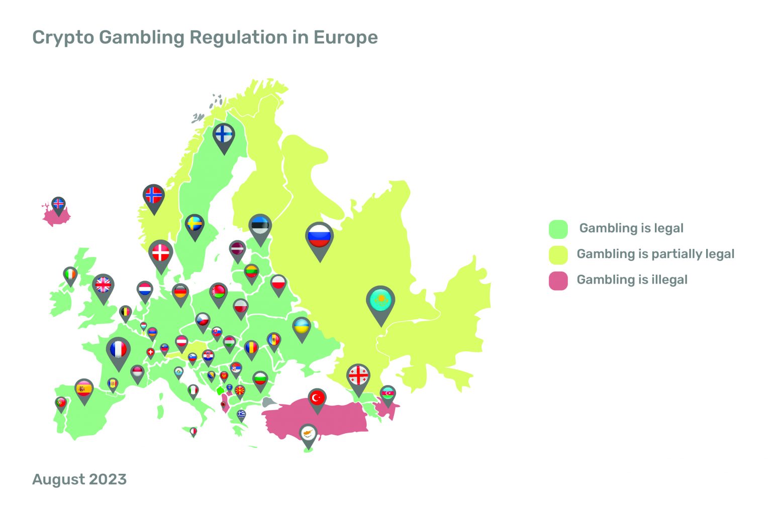 Europe Crypto Gambling Regulations Map